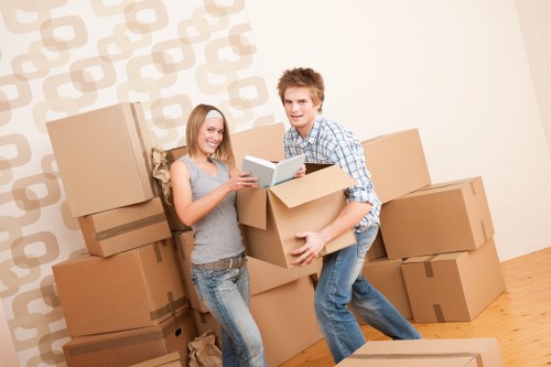Packing boxes labeled for easy identification